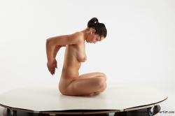 Nude Gymnastic poses Woman White Sitting poses - ALL Slim long black Sitting poses - simple Pinup